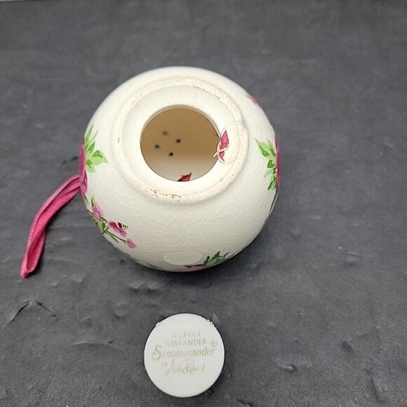Vintage Andre Richard Sentomander Pomander Ornament Pink Floral Ball Ceramic - Picture 6 of 10
